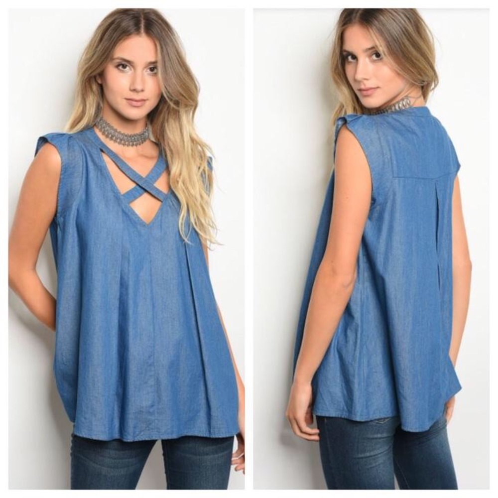 Chloe Chambray Criss Cross Tunic